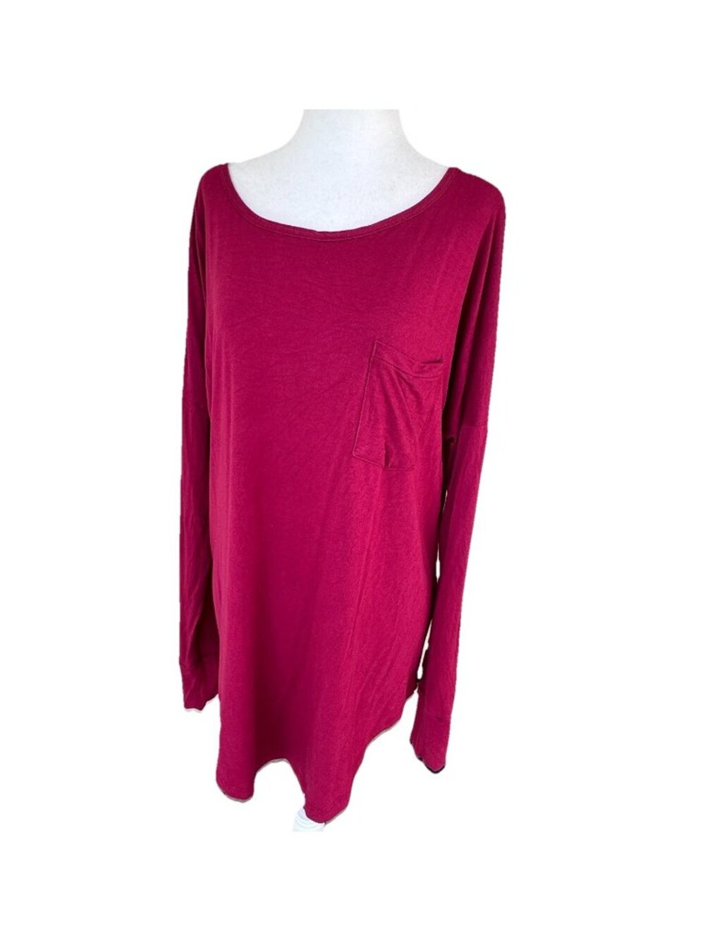 Women Size XL Long Tunic Shirt Top  Maroon Red Garnet Burgundy Long Sleeve